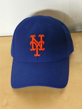 New York Mets Vintage Twins Enterprise Blue Orange Strapback Hat Adjustable Cap